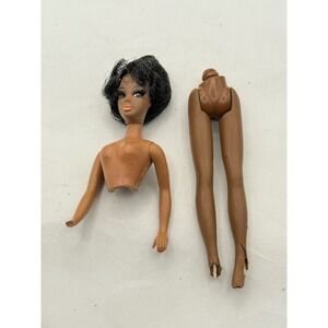 Vintage 1970 Topper Corp Doll Torso and Legs‎ Brown Skin Black Hair For Repair